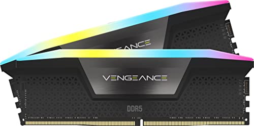 CORSAIR DDR5-6000MHz デスクトップPC用メモリ VENGEANCE RGB DDR5シリーズ (PC5-48000) Intel XMPメモリキット 32GB ブラック [16GB×2枚] CMH32GX5M2E6000C36 1枚目 画像