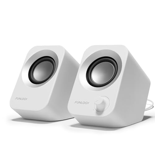 FUNLOGY Speaker（スピーカー/PCスピーカー）【VGP2024受賞】総合14W / ステレオスピーカー/パソコン/USB給電/重低音/AUX / 3.5mmピン入力【日本ブランド】 (ホワイト) 1枚目 画像