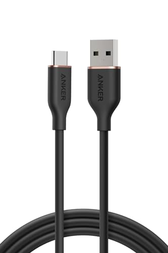 Anker USB-C ＆ USB-A ケーブル (Flow) 絡まないケーブル 15W 結束バンド付き USB-C機器対応 シリコン素材採用 Galaxy iPhone 17 / 16 / 15 各種対応 1.8m ミッドナイトブラック 1枚目 画像