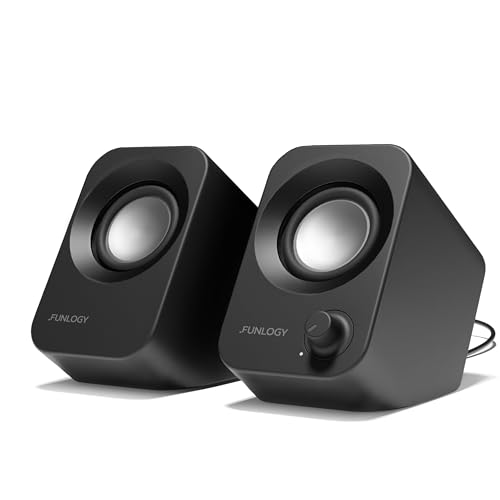 FUNLOGY Speaker（スピーカー/PCスピーカー）【VGP2024受賞】総合14W / ステレオスピーカー/USB給電/重低音/AUX / 3.5mmピン入力【日本ブランド】 (ブラック) 1枚目 画像