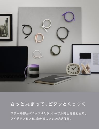 CIO 柔らかいスパイラルシリコンケーブル CtoC (Type-C/USB-C) 急速充電 磁石 マグネット吸着 充電ケーブル PD 240W データ転送 480Mbps 形状記憶 絡まりにくい iPhone 17 / 16 / 15 / Macbook Pro/Air/iPad/ノートパソコン Galaxy Google Pixel Android (アンドロイド) (ライトブラック, 1m) 中間 画像