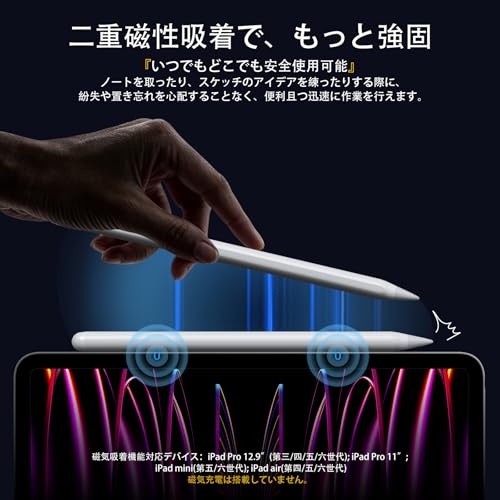 JAMJAKE iPad用ペンシル アップルペンシル代用ペン 2018年~2025年 iPad対応 タッチペン 超高感度 極細 スタイラスペン Type-C急速充電 傾き感知/磁気吸着/誤作動防止機能対応 軽量 耐摩 学生 子供 筆記 絵を描く デザイン用 ドローイング用 中間 画像