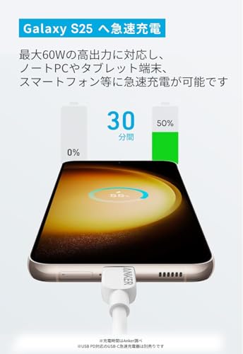 【2本セット】Anker 310 高耐久ナイロン USB-C & USB-Cケーブル 60W USB PD対応 iPhone 16 / 15 / MacBook Pro iPad Pro iPad Air 5 Galaxy S25 Pixel LG 他対応 (1.8m ブラック) 最後 画像