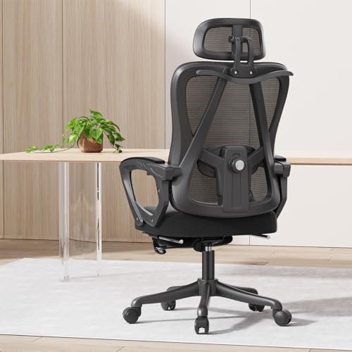 オフィスチェア 椅子 デスクチェア オフィスチェア メッシュ ハイバック リクライニング フットレスト付き 勉強椅子 パソコンチェア ゲーミングチェア 在宅ワーク 疲れにくい 150kg耐荷重 pcチェア 調節可能腰サポート 調節ヘッドレスト 静音キャスター (ブラック) 1枚目 画像