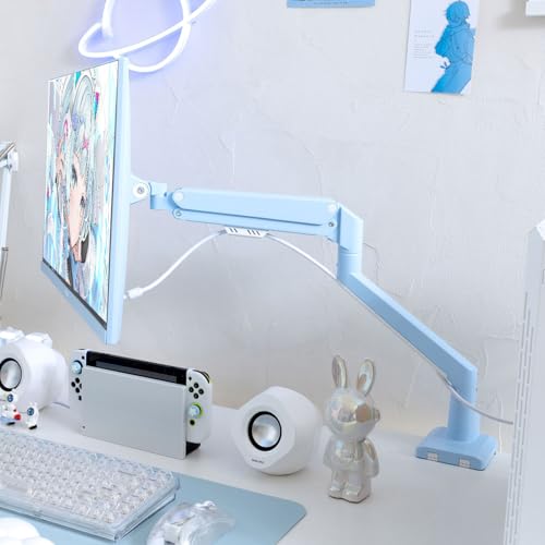 Pixio PS1S Wave Pastel Blue モニターアーム シングル かわいい 上下 左右 32インチ 24インチ 27インチ 最後 画像