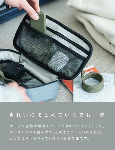 CIO スパイラルケーブル CtoC (Type-C/USB-C) 急速充電 磁石 マグネット吸着 充電ケーブル PD 240W データ転送 480Mbps 形状記憶 (01:ライトブラック, 1m) 中間 画像