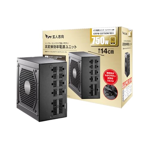 玄人志向 電源ユニット 750W ATX 電源 80 PLUS ゴールド PC電源 セミプラグイン KRPW-GS750W/90+ 画像1