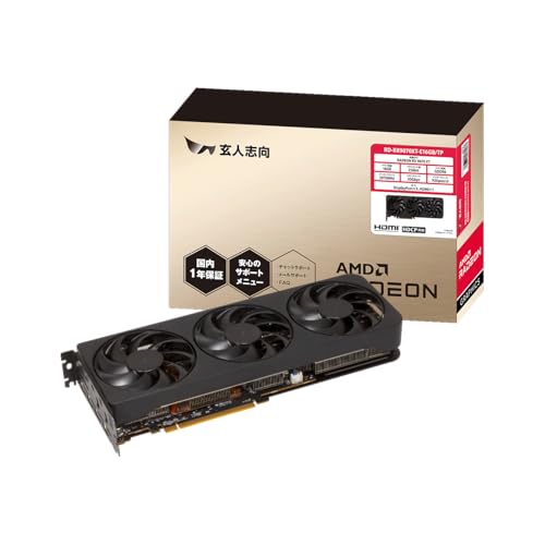 玄人志向 AMD Radeon RX 9070 XT 搭載 グラフィックボード 16GB トリプルファン 【国内正規品】 RD-RX9070XT-E16GB/TP 1枚目 画像