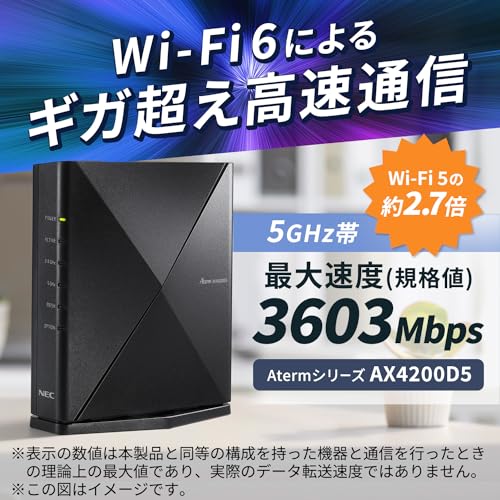 【Amazon.co.jp 限定】NEC Aterm 無線LAN WiFi ルーター dual_band Wi-Fi6(11ax)、5ストリーム AM-AX4200D5 (iPhone 14/ 13/12 / iPhone SE(第三世代) / Nintendo Switch メーカー動作確認済み) 最後 画像