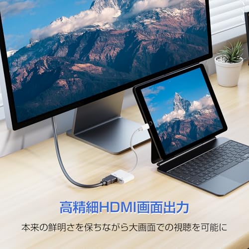 【2025年新モデル】 iPhone hdmi変換ケーブル i-Phone テレビに映す MFi認証済み iPad/i-Phone ミラーリング Lightning HDMI 変換 1080P@60HZ HD画質 遅延なし TV大画面 自動接続 給電不要 設定不要 操作不要 ライトニング hdm i 日本語取説付き（iOS9.2~iOS18システム対応） [並行輸入品] 中間 画像