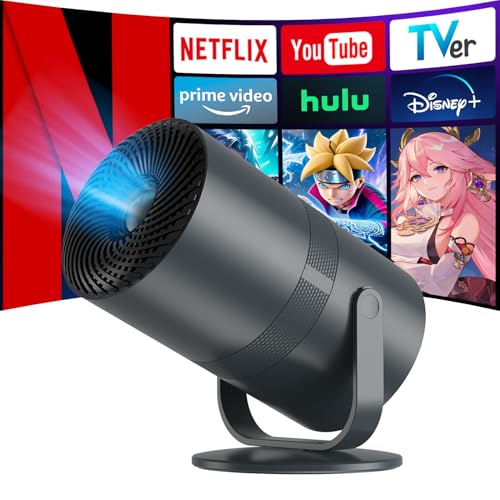 YINCODI プロジェクター 家庭用【業界初超小型&軽量・Android TV 搭載・270°回転】 プロジェクター 小型 25000lm 1080P 天井投影 WiFi6 Bluetooth5.4 自動台形補正 Hi-Fiスピーカー 50%ズーム機能 ホームシアター 操作簡単 静音 PC/スマホ/Switch/DVD/PS機など接続可能 日本語取扱説明書 (グレー) 1枚目 画像