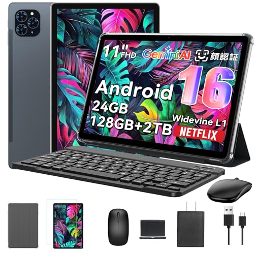 【Android16 タブレット 11インチ 新登場】TABWEE T90WiFi モデル タブレット アンドロイド16、24GB+128GB+2TB拡張、1920*1200 FHD大画面、 WidevineL1 Netflix対応 顔認識 、8コアCPU tablet、8000mAh+Type-C充電 、OTG+GMS認証+無線投影、キーボード+マウス+フィルム+タッチペン+ケース付き 仕事用 1枚目 画像