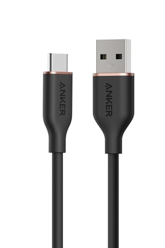 Anker USB-C & USB-A ケーブル (Flow) 絡まないケーブル 15W 結束バンド付き USB-C機器対応 シリコン素材採用 Galaxy iPhone 17 / 16 / 15 各種対応 0.9m ミッドナイトブラック 1枚目 画像