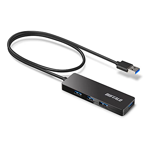 バッファロー USB ハブ USB3.0 スリム設計 4ポート 60cm バスパワー 軽量 Windows Mac PS4 PS5 Chromebook 対応 テレワーク 在宅勤務 BSH4U12560U3BK 1枚目 画像