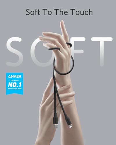 Anker PowerLine lll Flow USB-C & ライトニング ケーブル MFi認証 Anker絡まないケーブル USB PD対応 シリコン素材採用 iPhone 14 / 14 Plus / 14 Pro / 14 Pro Max / 13 各種対応 (1.8m ミッドナイトブラック) 最後 画像