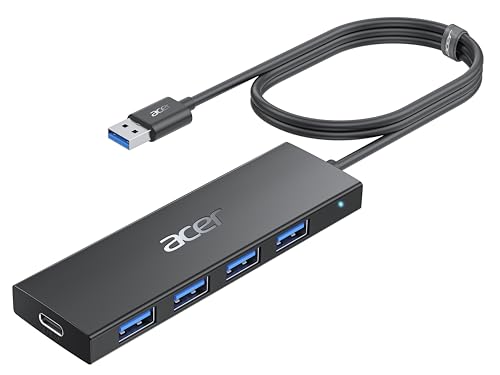 Acer USB ハブ 4ポート【120cm 延長ケーブル搭載】USB-A 3.0 拡張Hub 5Gbps高速転送 小型 コンパクト USB 変換アダプター デスクトップ ノートPC Surface 対応 キーボード マウス ファン Uディスク 対応 テレワーク 在宅勤務 – 1.2m 1枚目 画像