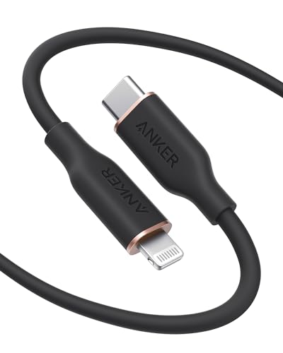 Anker PowerLine lll Flow USB-C & ライトニング ケーブル MFi認証 Anker絡まないケーブル USB PD対応 シリコン素材採用 iPhone 14 / 14 Plus / 14 Pro / 14 Pro Max / 13 各種対応 (1.8m ミッドナイトブラック) 画像1