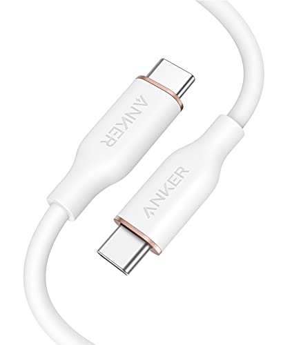 Anker PowerLine III Flow USB-C & USB-C ケーブル Anker絡まないケーブル 240W 結束バンド付き USB PD対応 シリコン素材採用 iPhone 17 / 16 / 15 Galaxy iPad Pro MacBook Pro/Air 各種対応 (0.9m クラウドホワイト) 画像1