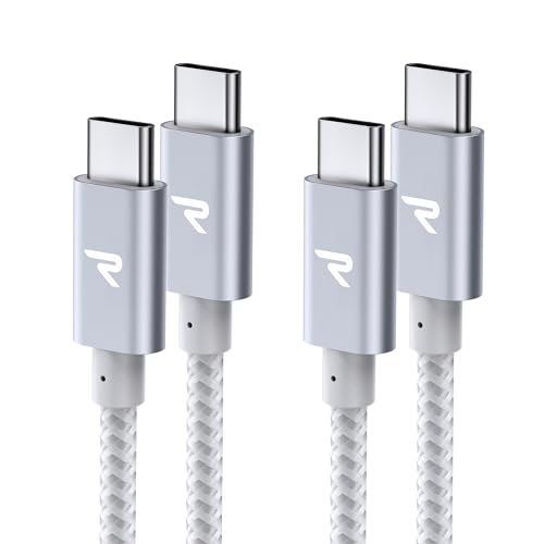 【2本セット】RAMPOW USB C ケーブル【1m+1m/シルバー PD対応 60W急速充電】データ転送 断線防止 高耐久ナイロン iPhone17/Air/16/16e/15 充電 MacbookPro/iPad Pro&Air/Galaxy/SonyなどType C機種対応 画像1