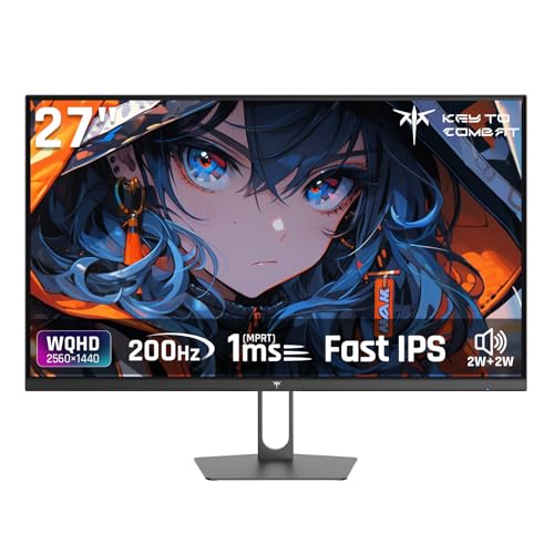 KTC 27インチゲーミングモニター WQHD (2560x1440) Fast IPS 200Hz (210OC可能）1ms(MPRT) 131%sRGB HDR400 低ブルーライト フリッカーフリー FreeSync & G-Sync対応 PS5対応 HDMI2.0×2 DP1.4×2 VESA 100*100 H27T22C-3 1枚目 画像