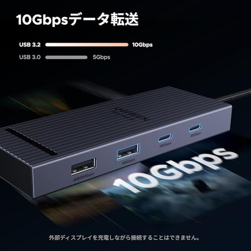 UGREEN Revodok Pro USB-C ハブ Type-c 8-in-1 100W PD急速充電 10Gbps高速データ転送 HDMI出力 4K@60Hz 2*USB A/C microSD&SDカードスロット搭載 MacBook Pro/Air/iPad Pro/XPS/Thinkpadなどに対応 中間 画像