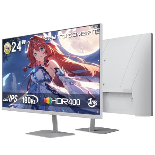 KTC 23.8 インチ ゲーミングモニター (190Hz OC可能/180Hz/1ms/FHD 1080P /Fast IPS/HDR400/400cd/㎡/sRGB 133 FreeSync&G-Sync対応) フレームレス設計 目に優しい低ブルーライト ΔE<2 フリー チルト調整 178°視野角 HDMI2.0×2+DP1.4×1搭載 ホワイト H24F8 1枚目 画像