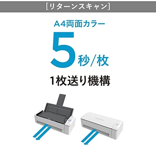 リコー PFU ドキュメントスキャナー ScanSnap iX1300 (最新/高速毎分30枚/両面読取/Uターンスキャン・リターン スキャン対応/Wi-Fi対応/USB接続/コンパクト/書類/レシート/名刺/写真) (White) 中間 画像