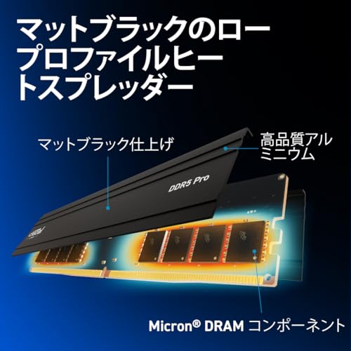Crucial(クルーシャル) PRO (マイクロン製) デスクトップ用メモリ 32GBX2枚 DDR5-5600 制限付無期限保証 CP2K32G56C46U5【国内正規代理店品】 中間 画像