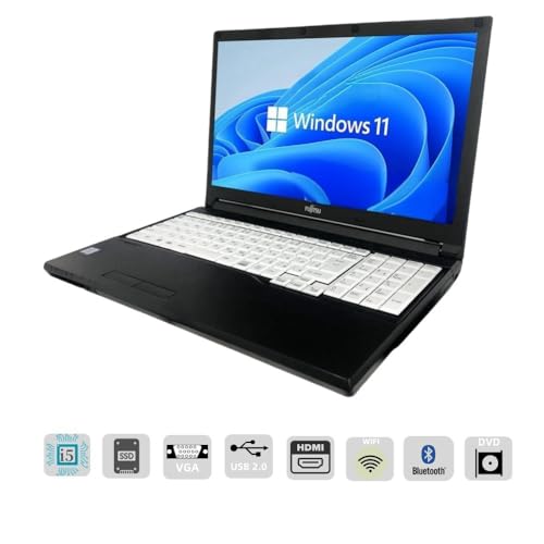 【整備済み品】ノートパソコン 富士通 LIFEBOOK A577 15.6型/core i5 CPU/メモリ 8GB/SSD 256GB/Windows11&MS Office2019搭載 ノートPC/HDMI/VGA/SDカードリーダー/WIFI/WEBカメラ/日本語キーボード テンキー付 パソコン 最後 画像
