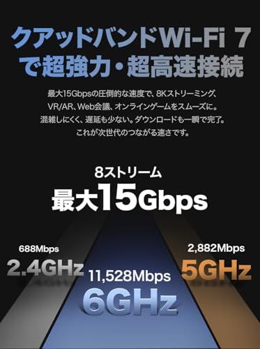 TP-Link WiFi ルーター WiFi7 高速 無線ルーター BE15000規格 320MHz (11,528 + 2,882 + 688Mbps) トライバンド 10Gポート VPN MLO 4K-QAM トライバンド Archer BE700【Amazon.co.jp限定】 中間 画像