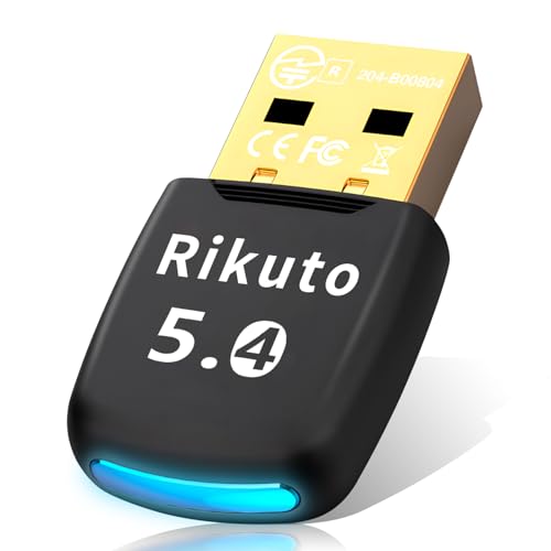 【業界トップクラスBluetooth5.4技術&ドライバー不要】Rikuto Bluetooth アダプタ 5.4 Bluetooth USB bluetooth レシーバー ブルートゥース アダプタ プラグ＆プレイ LMP 13.X 超低遅延 小型 簡単な操作 最大通信距離20M EDR/LE対応(省電力) A2DP/SBC/AAC 対応 Win7/8.1/10/11対応 Mac非対応 1枚目 画像