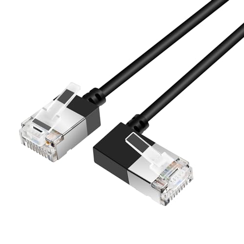 Dutevolns 細い 柔らかい Cat6A イーサネットケーブル 90°右に傾斜している5m、超薄型 Cat6 Rj45 LAN ギガビット、高速10Gbps 550Mhzケーブル、対応 PC、ルーター、PS4、PS5用(白) 中間 画像