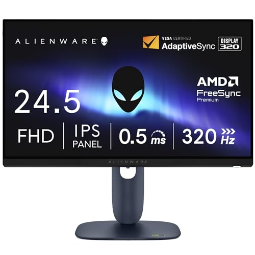 【Amazon.co.jp限定】Dell AW2525HM-A 24.5インチ Alienware ゲーミングモニター(無輝点5年保証/FHD/IPS,非光沢/DP 1.4×1,HDMI×2/sRGB 99%/縦横回転,高さ調整/0.5ms,320Hz(DP),255Hz(HDMI)/ G-SYNC Compatible,AMD FreeSync Premium) 画像1