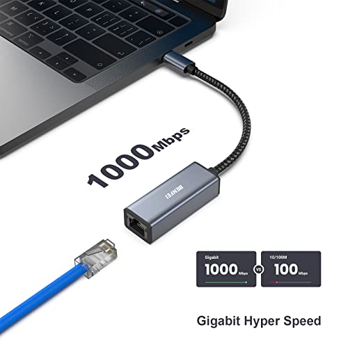 BENFEI 有線LANアダプタ USB-C - イーサネットアダプター、USB Type-C (Thunderbolt 3/4) - 10/100/1000Mbps 高速 RJ45 ギガビットイーサネット LAN ネットワークアダプター iPhone 15 Pro/Max, MacBook Pro/Air 2023, iPad Pro, iMac, S23, XPS 17 などに対応 最後 画像