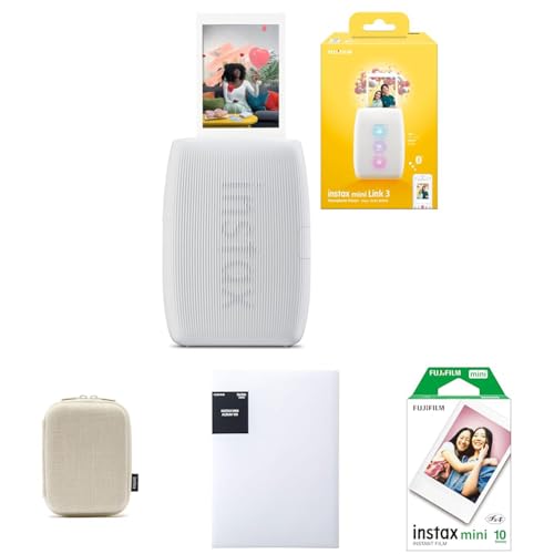 富士フイルム(FUJIFILM) クリスマスプレゼント お年玉ギフト チェキ スマホプリンター instax mini Link3 クレイホワイト INS MINI LINK3 C WHITE + ケース +アルバム + JP1 10枚 1枚目 画像