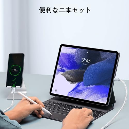 【2本セット】RAMPOW USB C ケーブル【1m+1m/シルバー PD対応 60W急速充電】データ転送 断線防止 高耐久ナイロン iPhone17/Air/16/16e/15 充電 MacbookPro/iPad Pro&Air/Galaxy/SonyなどType C機種対応 最後 画像