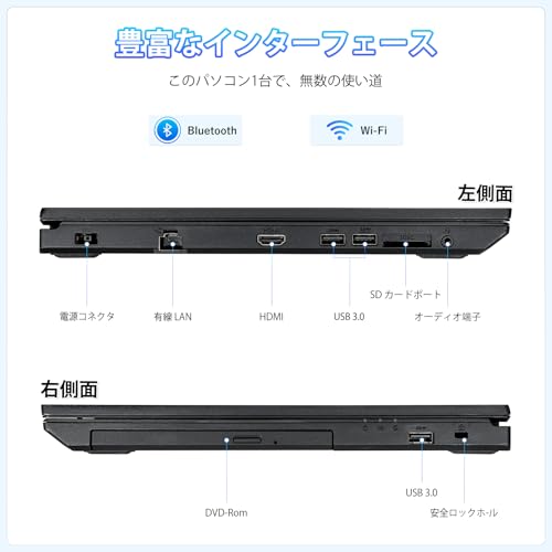 【整備済み品】NEC ノートパソコン VKM16/VKT16 15.6型 第8世代Core i5-8265U(最大動作3.9GHz) /Windows11 Pro/MS Office2019/WIFI内蔵/Webカメラ/DVD-ROM/テンキー/Bluetooth/HDMI(Corei5-8265U,メモリ8GB,SSD256GB) 中間 画像