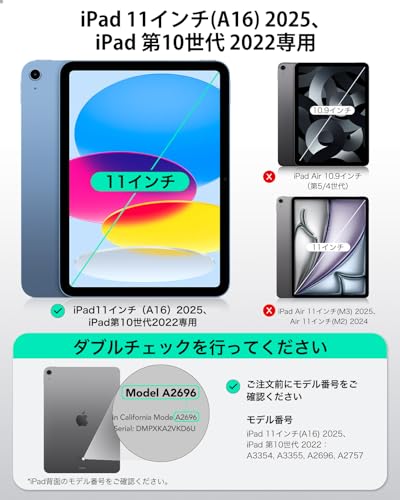 ESR 2枚入り iPad 第11/10世代 フィルム A16 (11/10.9インチ 2025/2022)専用 強化ガラスフィルム 9H スクリーン保護 簡単貼り付け 自動除塵 気泡ゼロ 指紋防止 傷防止 HD透過度 Apple Pencil対応 最後 画像