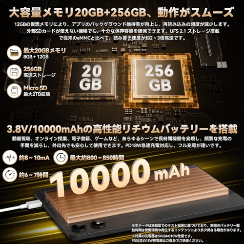 【Android タブレット 11インチ Helio G99】ZPad3 4G LTE タブレット SIMフリー 120Hz高リフレッシュレート 11インチ 1920x1200 FHD大画面 20GB+256GB+2TB拡張 8コアCPU Android 15 10000mAh PD18W急速充電 8MP/16MP Widevine L1+顔認識+5GHz WiFi+BT5.0+GPS対応 中間 画像