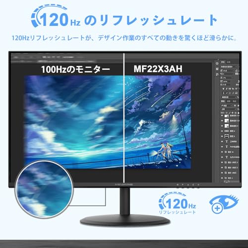 Minifire モニター 21.5インチ pcモニター 120Hz フルhd 非光沢 液晶ディスプレイ Adaptive Sync VESA対応 フレームレス HDMI*2 ブルーライト軽減 チルト調節可 ビジネス用 五年保証(HDMIケーブル付-MF22X3AH） 中間 画像