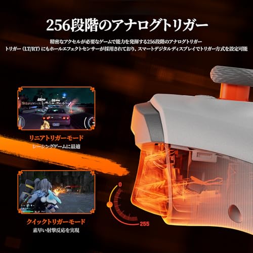 BIGBIG WON PC コントローラー LCDディスプレイ付き 1000Hzポーリングレート トリガー入力切替可能 PC/Switch/Android/iOS対応 2つ背面ボタン TURBO連射/HD振動機能付 mojhon aether ゲームパッド 有線/Bluetooth接続/2.4G無線接続可能 最後 画像