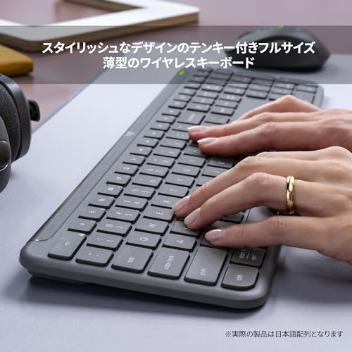 ロジクール SIGNATURE SLIM ワイヤレス キーボード K950GR 薄型 静かなタイピング Bluetooth Logi Bolt ワイヤレスキーボード テンキー 無線 Easy-Switch 日本語配列 電池寿命36ケ月 Windows Mac Chrome Android K950 グラファイト 国内正規品 最後 画像