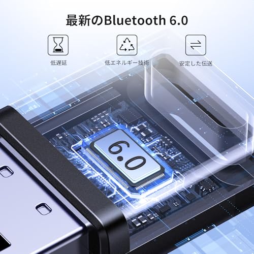 UGREEN Bluetooth 6.0アダプタ、PC用、USB bluetoothドングルレシーバー、EDR＆BLEモード、Windows 11/10/8.1対応、プラグ＆プレイ、ヘッドフォン/キーボード/マウス/スピーカー/プリンタなど対応 紛失防止 最後 画像