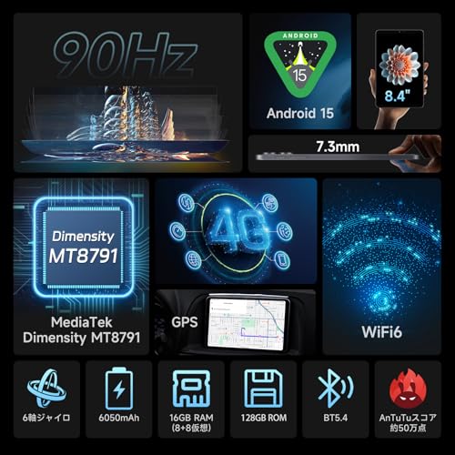 ALLDOCUBE iPlay 70 mini Pro タブレット8.4インチ MediaTek Dimensity MT8791 タブレット Android 15 90Hz高リフレッシュレート 4GLTE 1920×1200解像度 16GB+128GB 6050mAh PD18W 6軸ジャイロ WiFi6 BT5.4 WidevineL1 タブレットアンドロイド 最後 画像