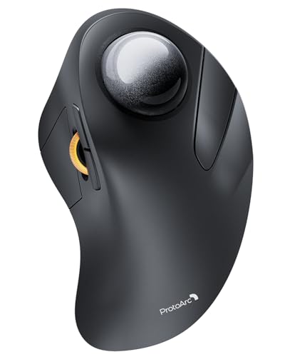 ProtoArc EM03 NL トラックボールマウス 人差し指 静音 無線 2.4GとBluetooth両対応 3台同時接続 ワイヤレスマウス トラックボール USB充電式 中指操作 6ボタン 5段階DPI切替 Windows/mac/iOS/Android対応 大玉付き ブラック 画像1