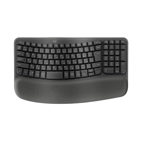 ロジクール WAVE KEYS K820 疲れにくい エルゴノミックキーボード Bluetooth Logi Bolt 日本語配列 ワイヤレスキーボード ワイヤレス 無線 テンキー パームレスト Windows Mac Chrome Android グラファイト 国内正規品 1枚目 画像