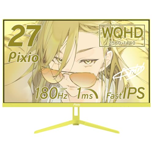Pixio PX278 WAVE Yellow ゲーミングモニター 27インチ 180Hz WQHD イエロー 2年保証 かわいい 画像1