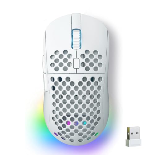 DIERYA Falcon M1 ワイヤレスゲーミングマウス 無線 24000DPI 180時間駆動 超軽量90g 6ボタンカスタマイズ RGB 2.4G/BT5.2/USB-C 有線 ホワイト 1枚目 画像