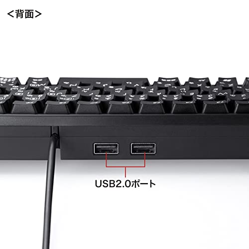 サンワサプライ USBハブ付コンパクトキーボード SKB-KG3UH2BK ブラック テンキーなし 中間 画像