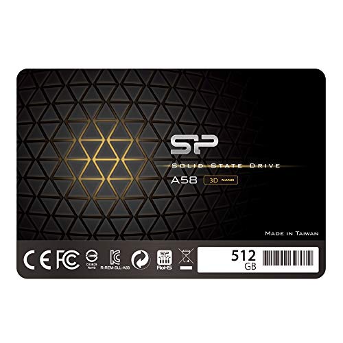 シリコンパワー512GB SSD 3D NAND A58 SLCキャッシュパフォーマンスブーストSATA III 2.5インチ内蔵SSD 7mm 512GBSS3A58A25 1枚目 画像